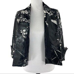 JS Collections Women's Black‎ White Floral Button Down Formal Jacket 4/C38